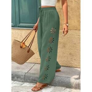 Frenchy Women's Hollow Out Knotted High Waist Casual Pants, Suitable For V